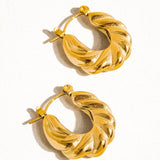 Kimberly 18K Gold Non-Tarnish Braided Hoop Earring