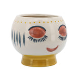 Decorative Planter - Ivory/Yellow Ceramic Artsy Face, 7 in.