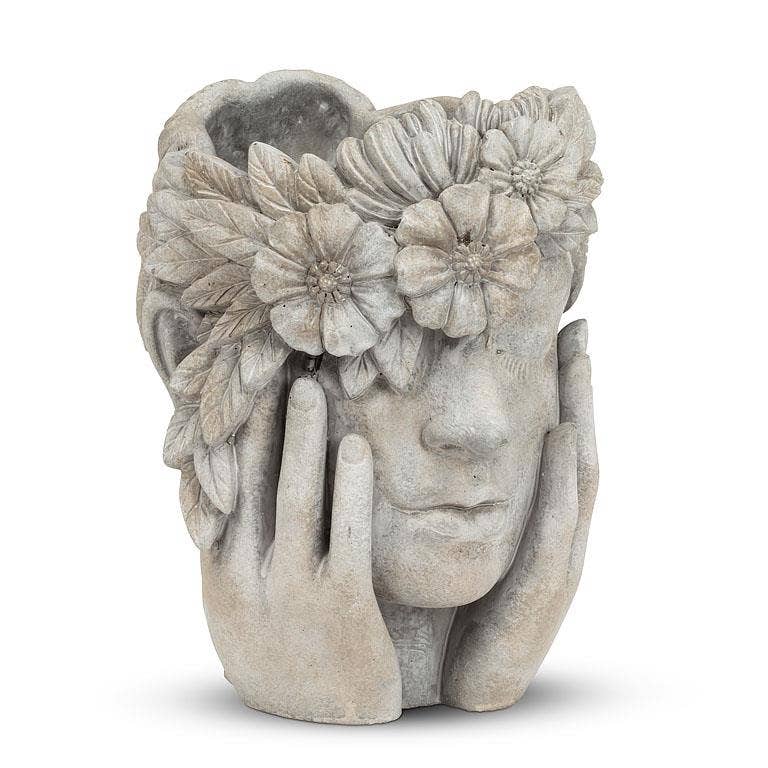 Woman w/Flower Halo Planter-9.5"H