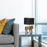 17.75"H Gold Origami Horse Base Table Lamp with Drum Shade