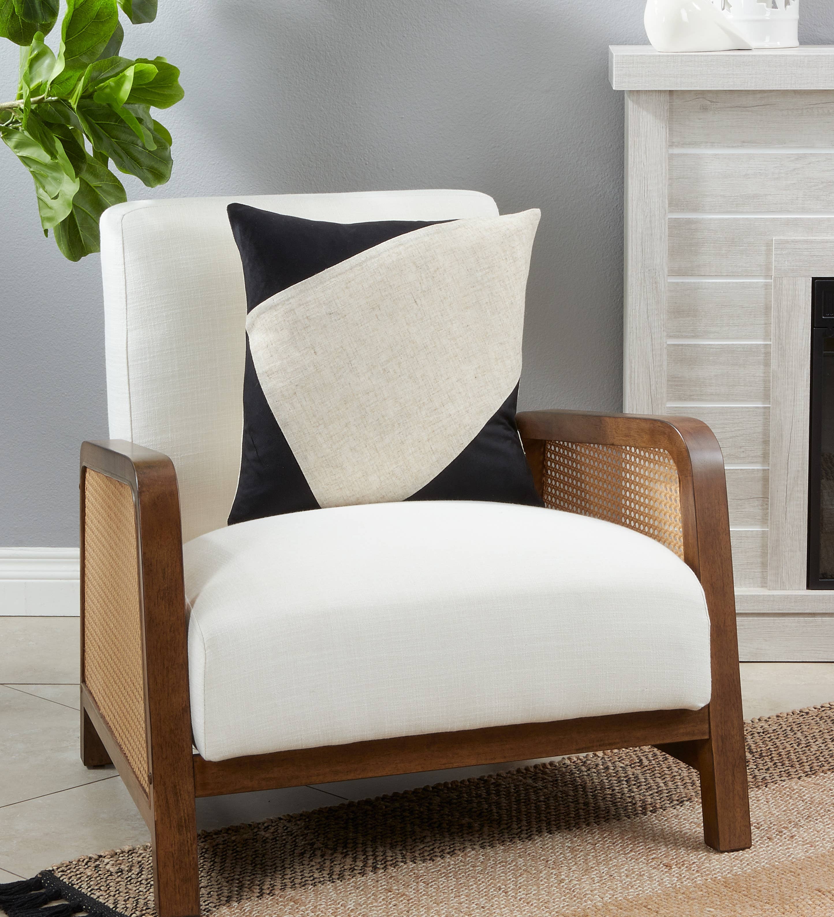 Velvet Throw Pillow With Geometric Design