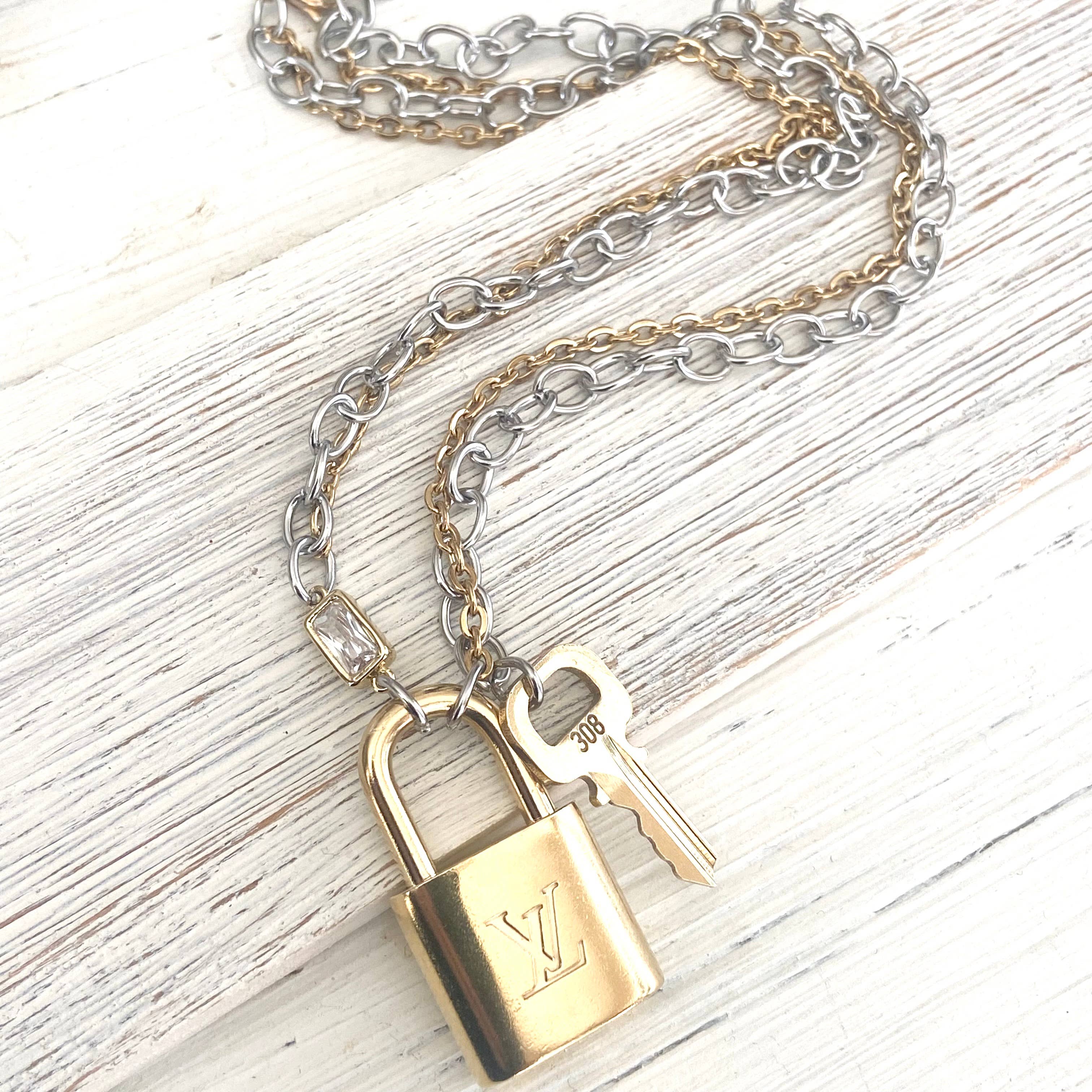 Louis Vuitton  lock necklace repurposed upcycled LV