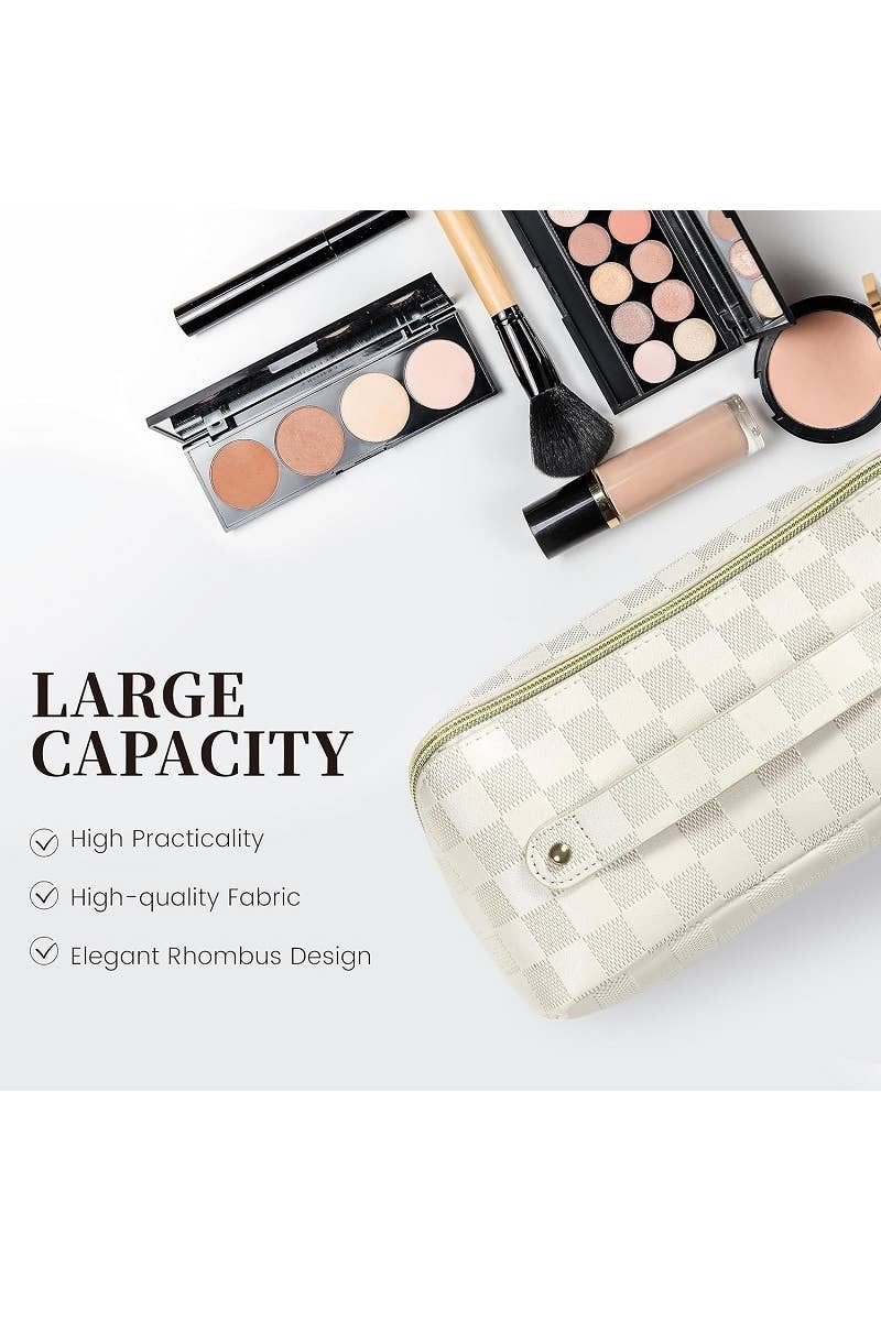 ._ SI-25928 Vegan Leather Checkered Makeup Bag