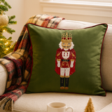 Green Embroidered Nutcracker Velvet 18" Throw Pillow