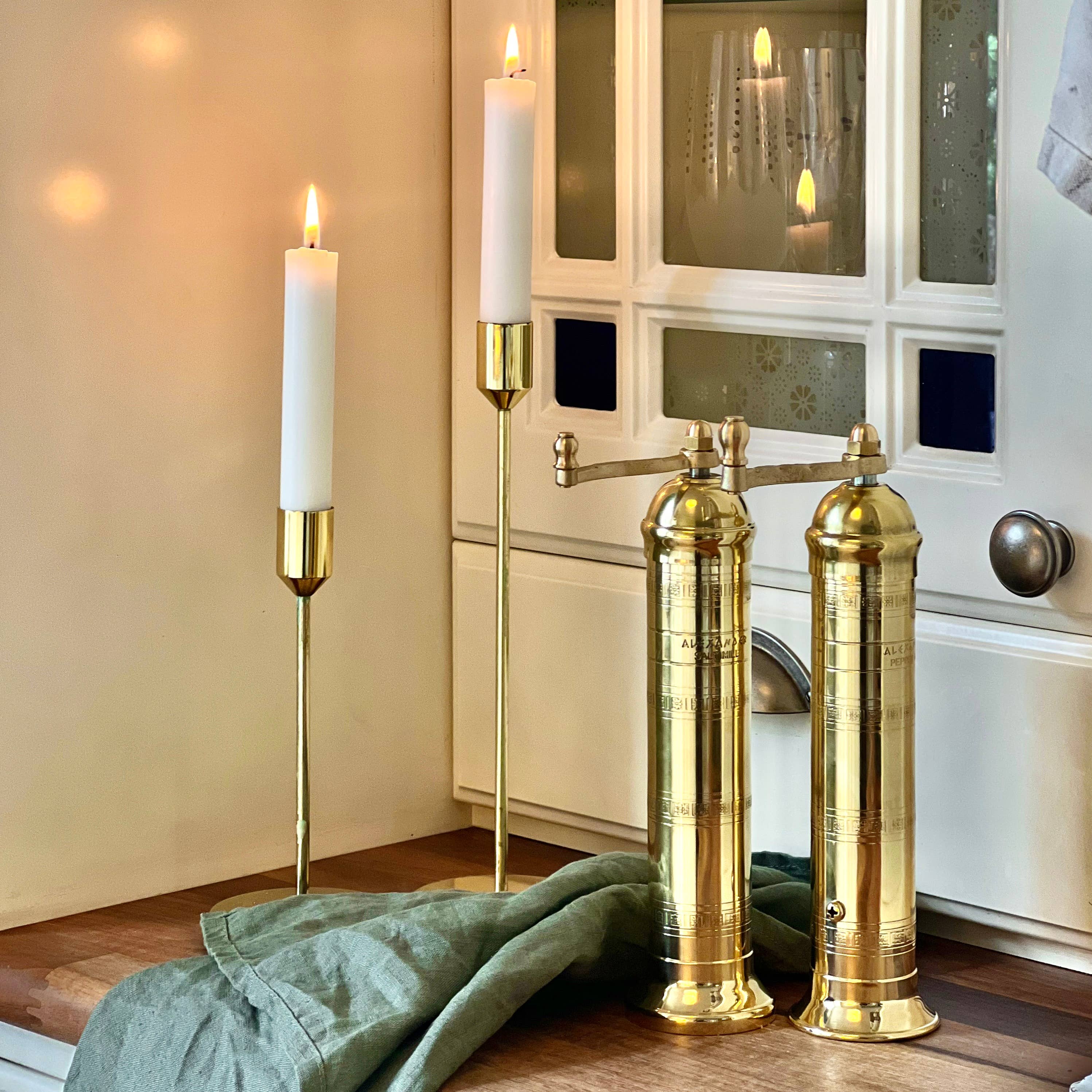 The original 'Brass Mill' - 8" salt grinder and pepper mill set