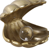 Decorative Figurine - Gold Metal Clam Acrylic Pearl, 5 in.