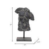 Gray 25x15 in. Resin Modern Cracked Torso Sculpture