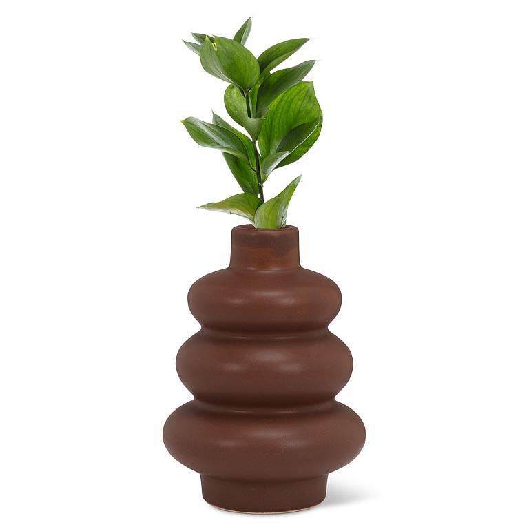 Small Trio Stack Bud Vase-Dark Brown-4.5"H