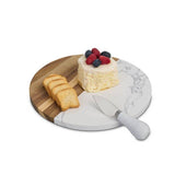 Maison Du Fromage Round Cultured Marble & Wood Cheese Board