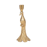 Candle Holder - Gold Metal Elegant Peacock Taper, 10 in.