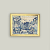 Forest with Woodcutter Framed Antique Art