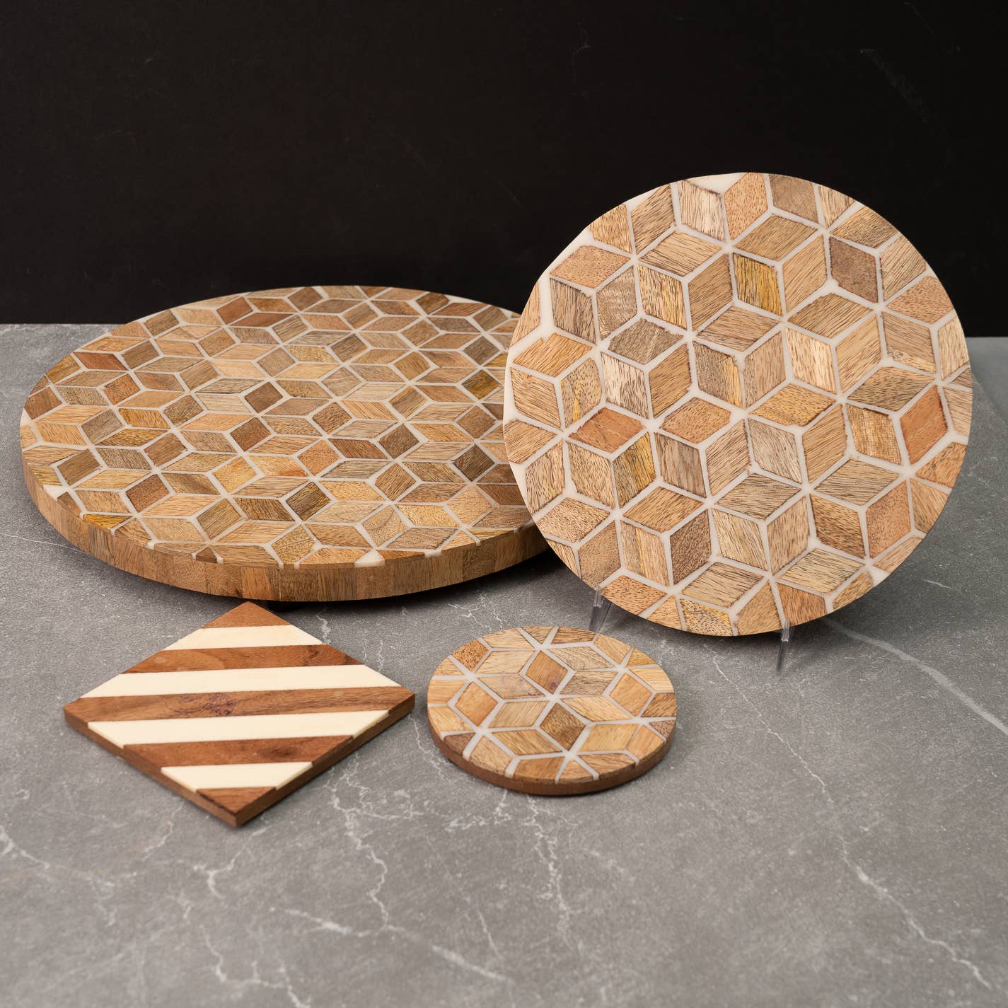 Striped Square Coaster Set