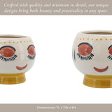 Decorative Planter - Ivory/Yellow Ceramic Artsy Face, 7 in.