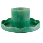 Scallop Resin Cake stand, Green- 9.5x4.5 Inches
