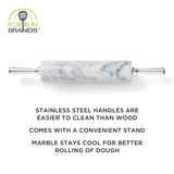 Marble Rolling Pin, White, 2.5" x 17.5" x 3"