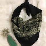 Native Floral Bandana In Black And Gold
