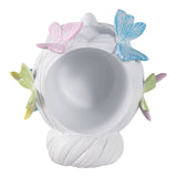 Planter - White Polyresin Lady with Butterflies, 7 in.