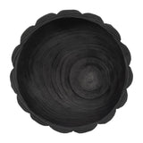 Black 9 in. Wood Round Solid Scalloped Bowl