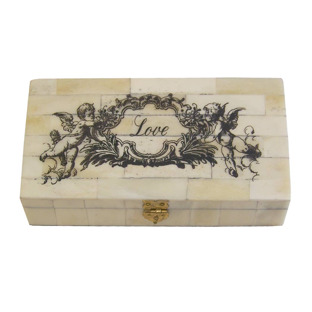 6-1/4" Love Scrimshaw Bone Box