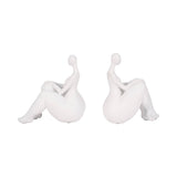 Resin Abstract Sitting Ladies Bookends Set - White, 6 in.