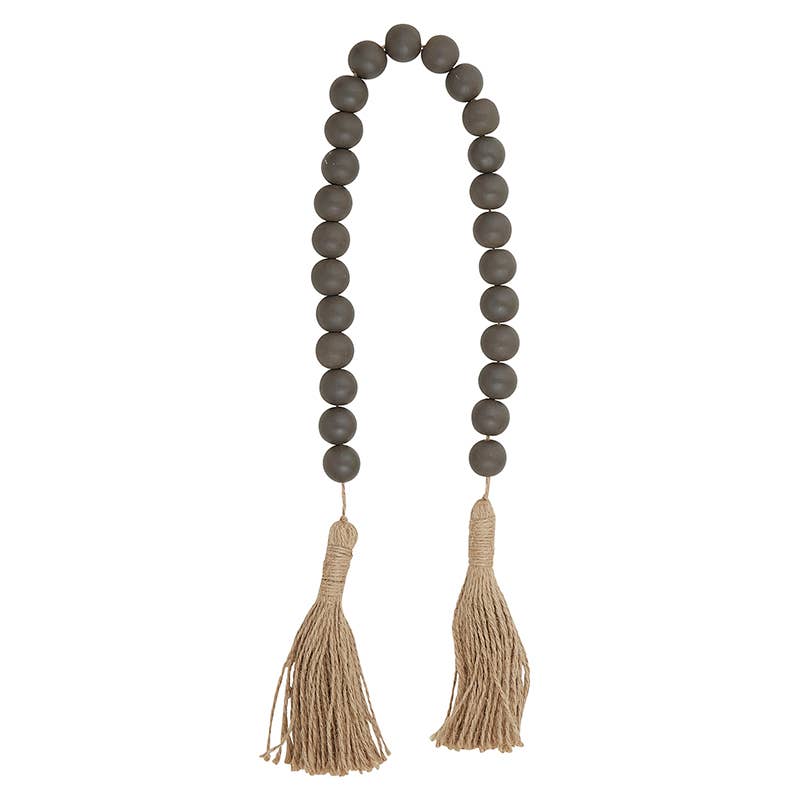 Wood Beads - Dark Charcoal with Jute
