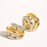 Ames 18K Gold Non-Tarnish Trilayer C Hoop Ear Cuff