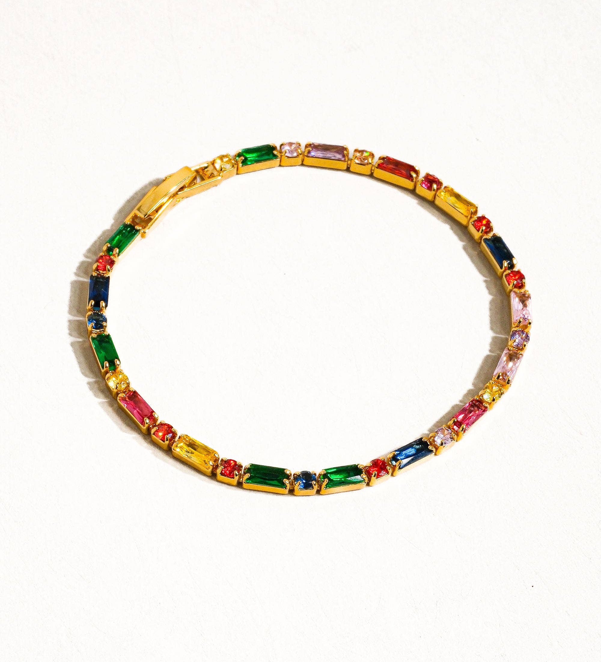 Shiloh 18K Gold Multicolor CZ Chain Bracelet