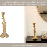Candle Holder - Gold Metal Elegant Peacock Taper, 10 in.