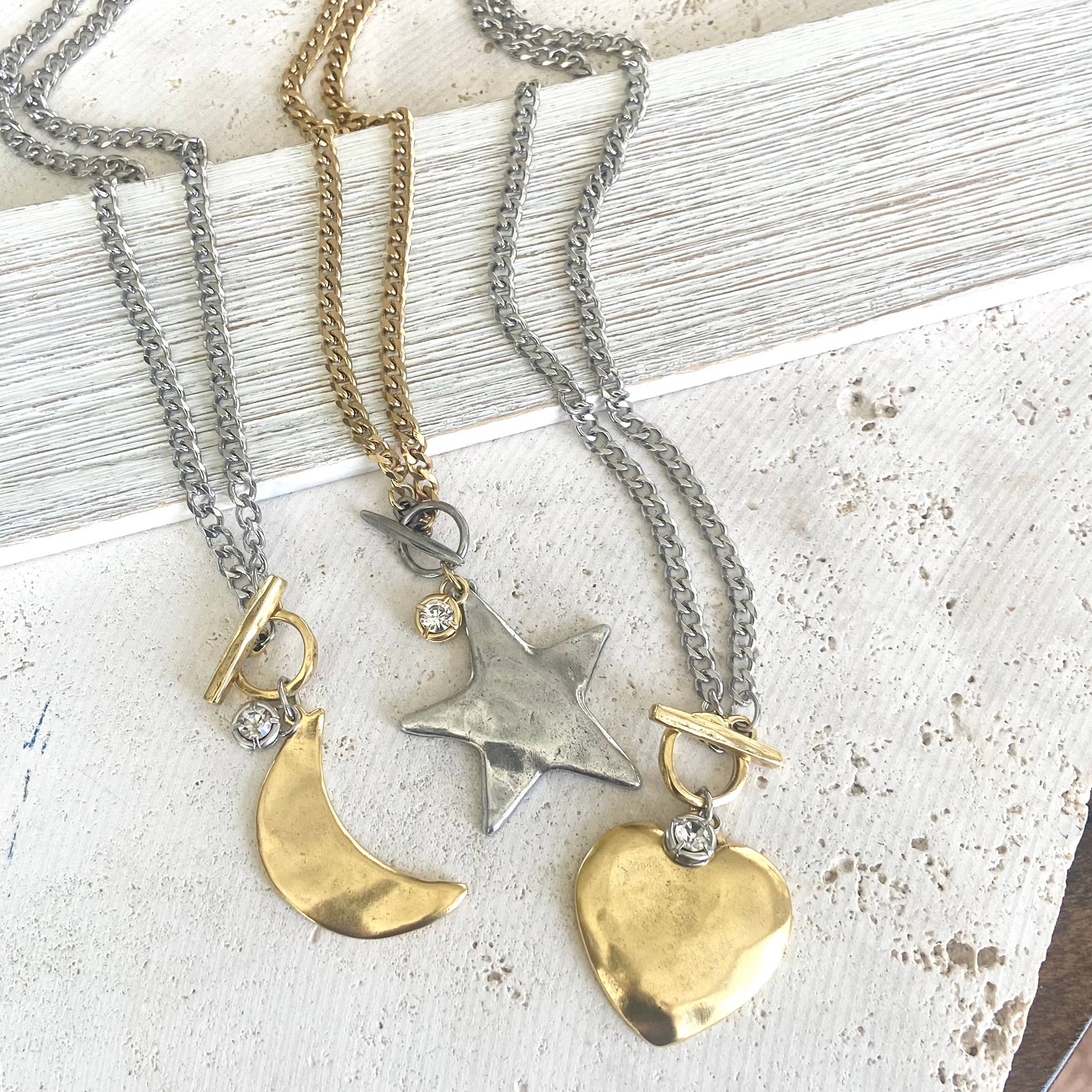 Star moon heart mixed meta necklaces no tarnish jewelry 2025