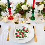 Red Glass Candlestick Holder | Summer | Christmas Decor |