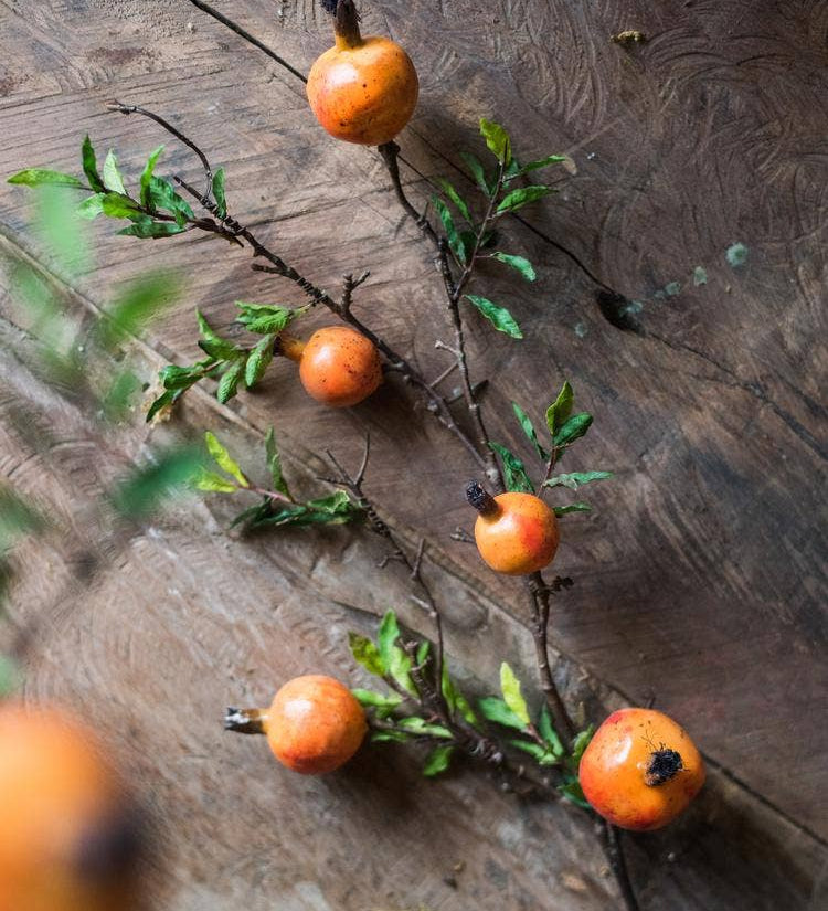 Handmade Artificial Pomegranate Stem – Faux Fruit Decor (Sold Individually)