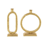 Modern Gold Metal Candle Holder Set