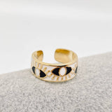 Enamel Gold-Plated Evil Eye Ring