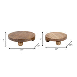 Trays Set of 2 - Brown Mango Wood Round Risers, 8/10 in.