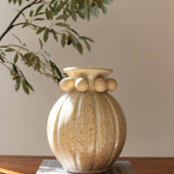 RUSTIC WHITE CERAMIC URN 8"d x 10.5"t