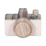 Decorative Figurine - Multicolor Marble Camera Shape,  5 in.