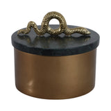 Decorative Box - Gold Metal Round Snake Handle, 5 in.