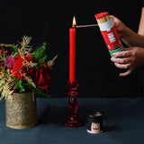 Red Glass Candlestick Holder | Summer | Christmas Decor |