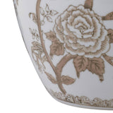 Decorative Vase - Brown/White Ceramic Bird and Vines, 10 in.