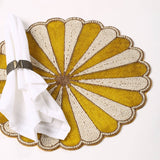 Yellow Floral Beaded Placemat