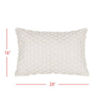 16X24 Hand Woven Sonia Knotted Pillow White