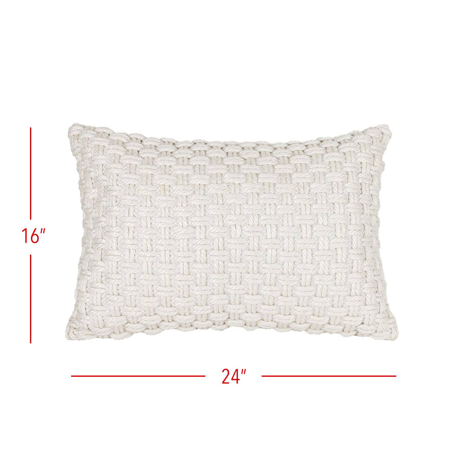 16X24 Hand Woven Sonia Knotted Pillow White