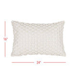 16X24 Hand Woven Sonia Knotted Pillow White