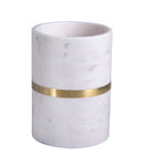 Marble Single Bottle Wine Cooler W/Brass Agra White