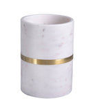Marble Single Bottle Wine Cooler W/Brass Agra White