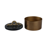Decorative Box - Gold Metal Round Snake Handle, 5 in.