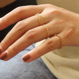 18K Non-Tarnish Minimalist Thin Braided Ring