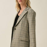 Plaid Oversized Two-Button Blazer Jacket