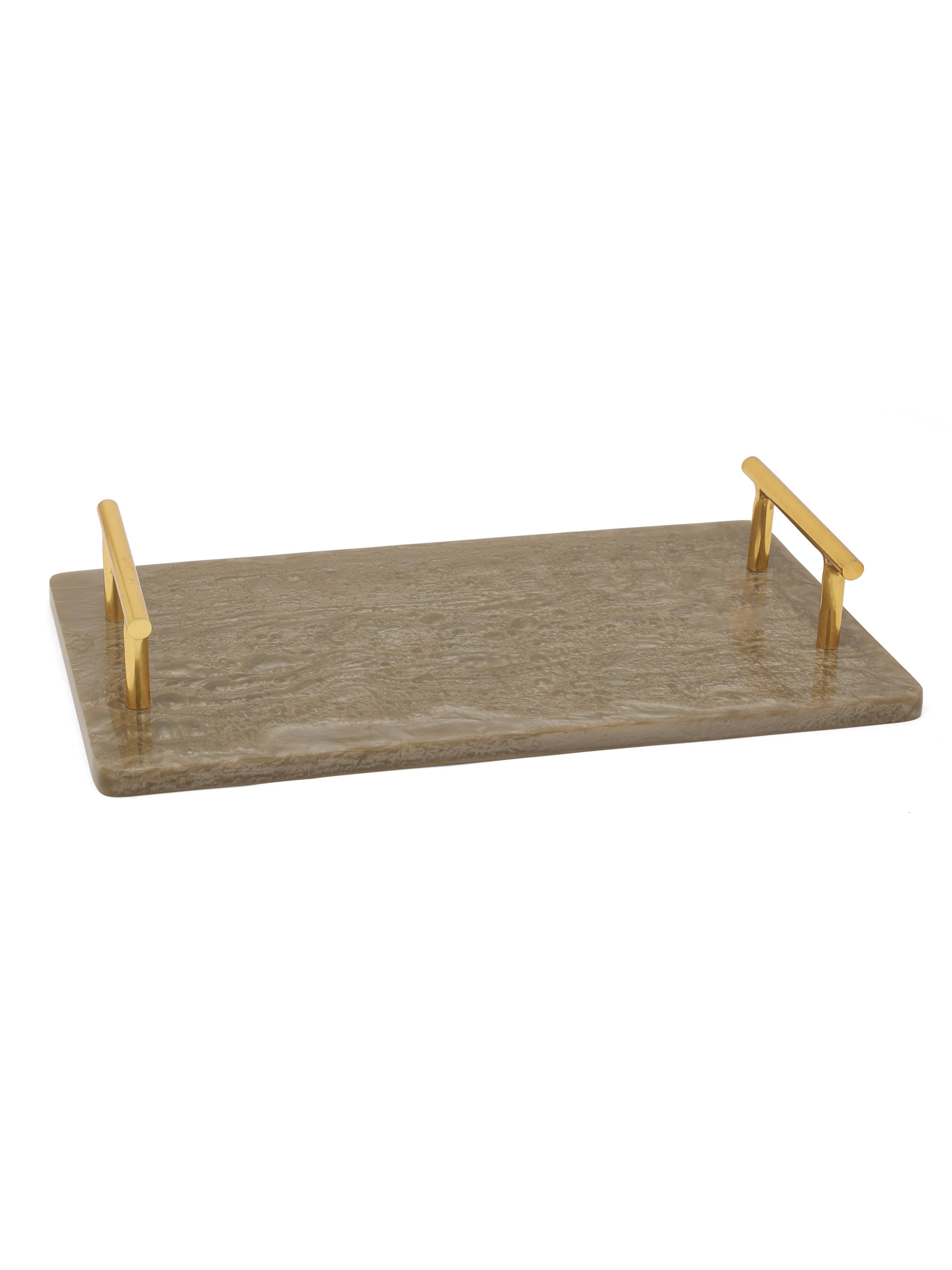 Brown Resin Serving Board with Handles