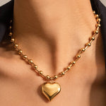 Paris 18K Gold Non-Tarnish Large Heart Chain Necklace